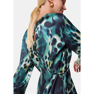 Whistles Green Misty Leopard V Neck Blouse